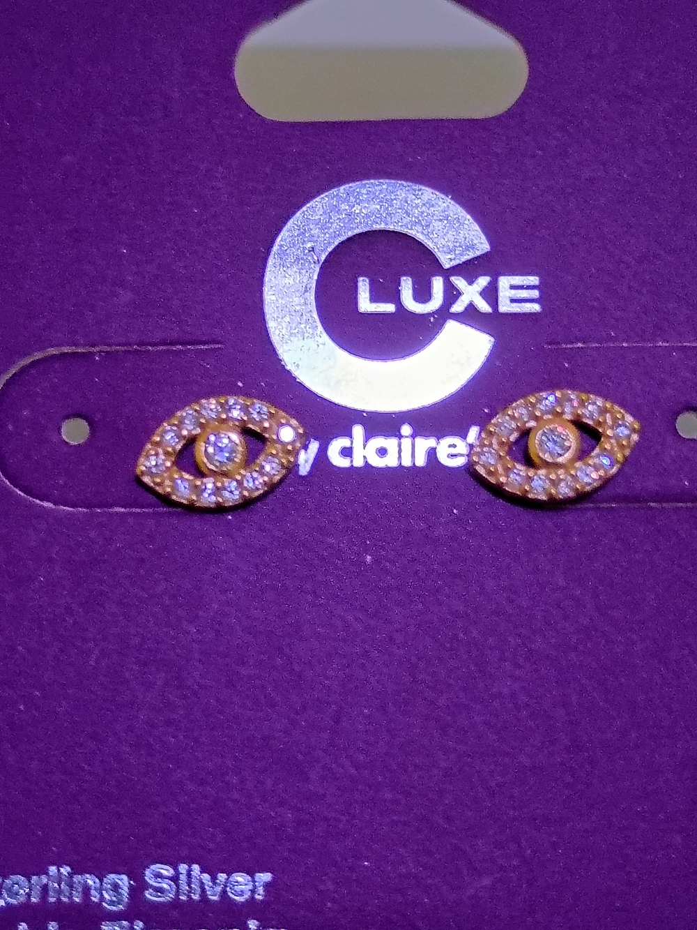 Luxe Rose Sterling Gold Crystal Evil Eye Stud Earrings